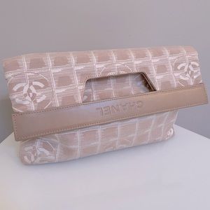 Authentic Chanel New Travel Line Pouch Pink Nylon